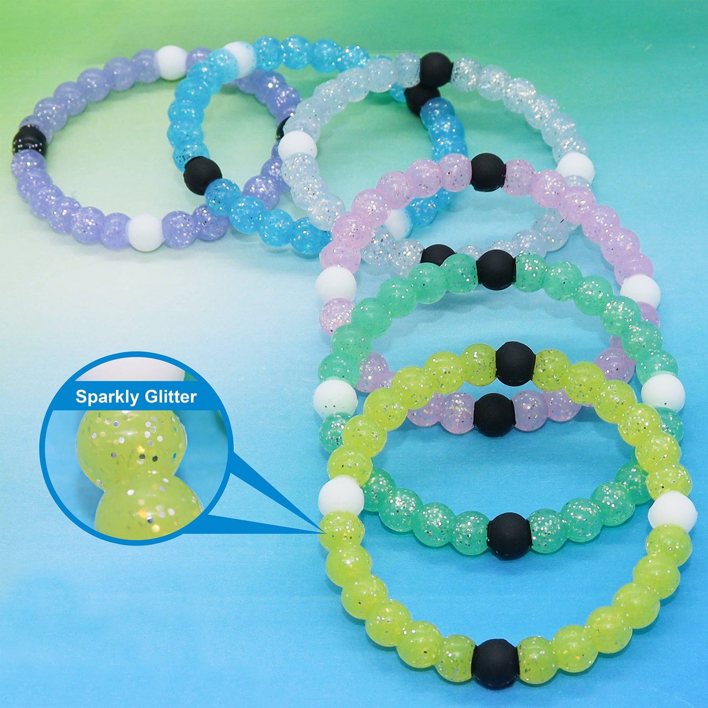Glitter Silicone Beaded Bubble Bracelets