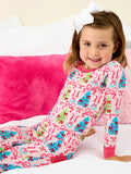 SoftSnooze™ Toddler Girls Bamboo Viscose Merry & Bright Christmas Bows Ruffle Long Sleeve Pajama Set with Signature Rear Ruffles
