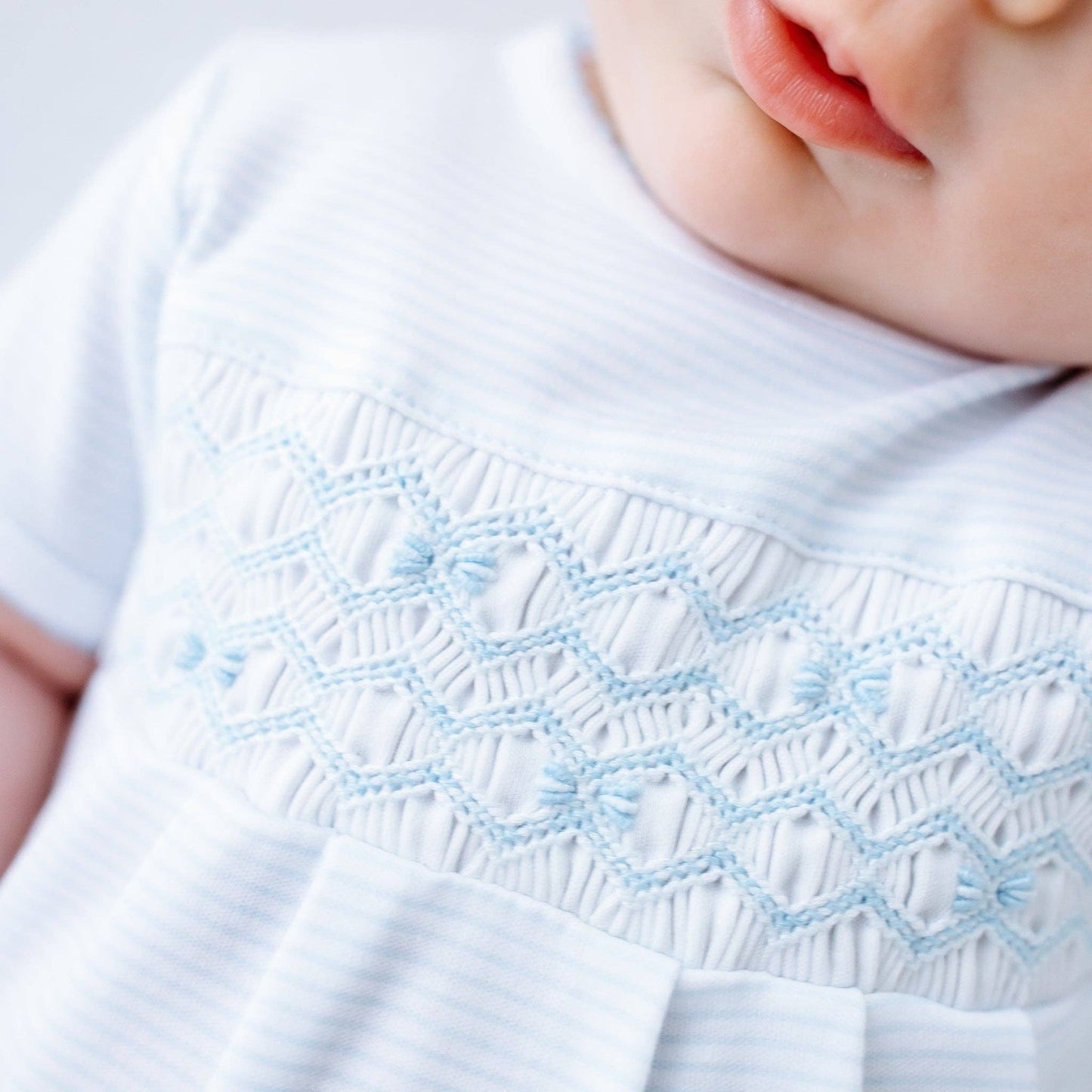 Jacob Smocked Bubble - Light Blue