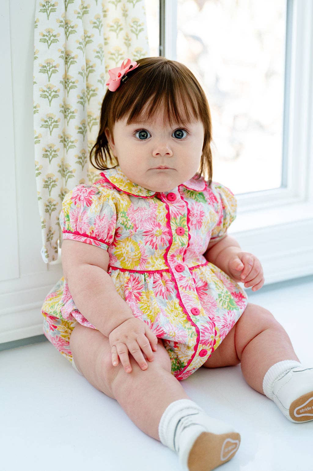 Colorful Floral Front Button Bubble