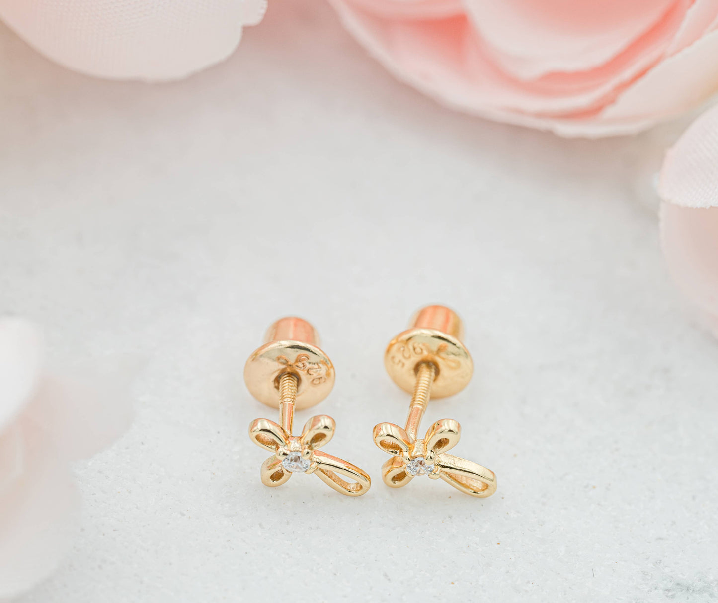 14K Gold-Plated Cross Earrings for Baptism or Communion Gift