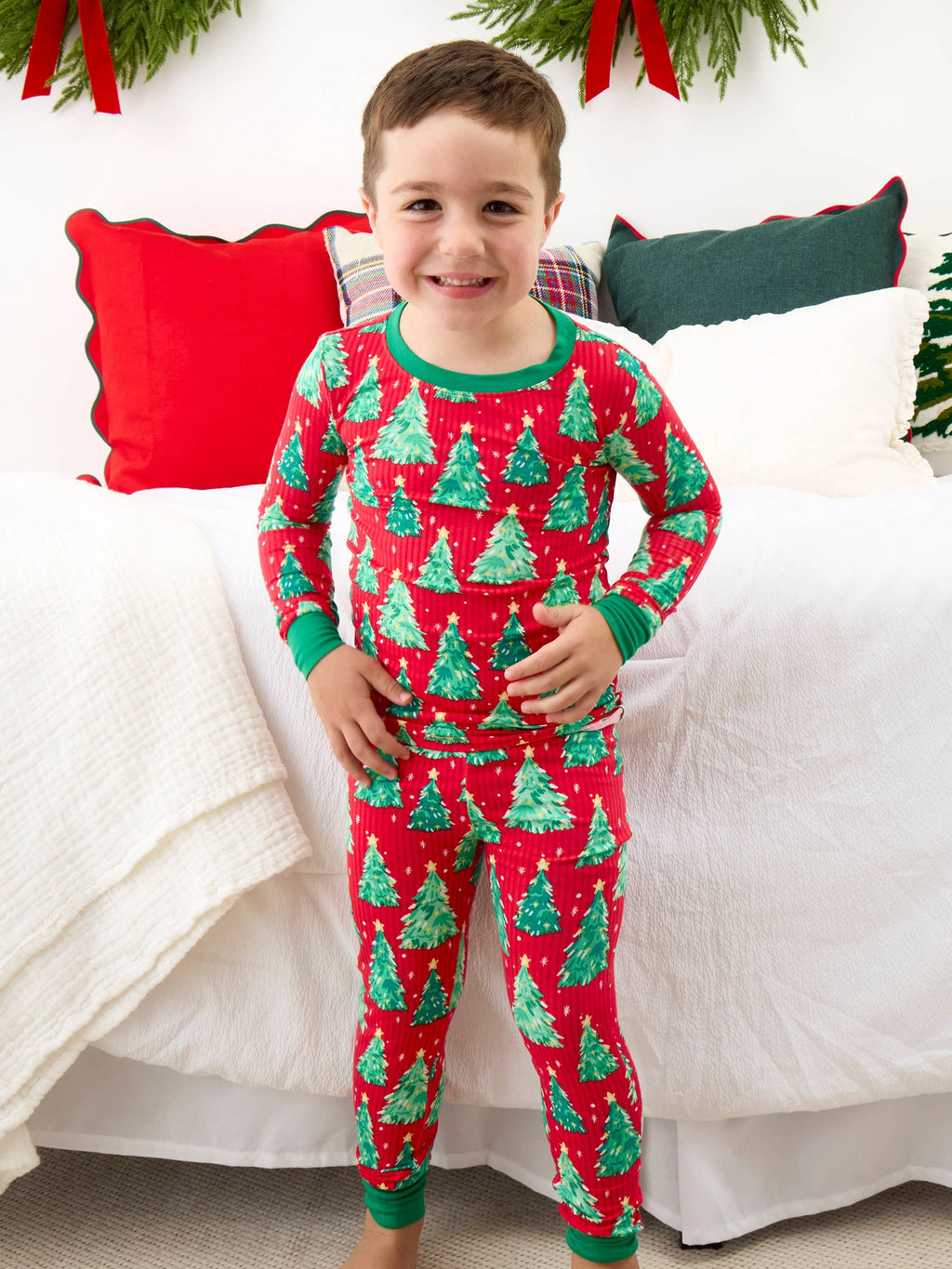 SoftSnooze™ Kids Bamboo Viscose O Christmas Tree Long Sleeve Pajama Set