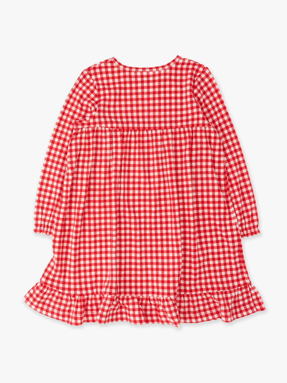 SoftSnooze™ Girls Red & White Gingham Long Sleeve Ruffle Pajama Night Gown