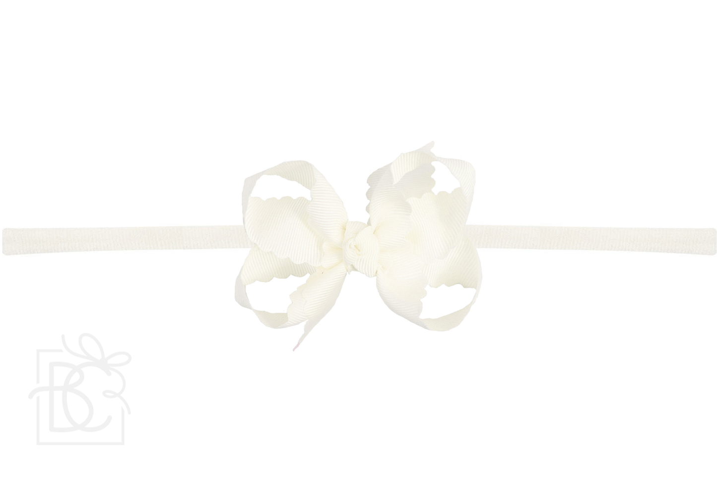 1/4" Nylon Pantyhose Headband w/ Scalloped Edge Bow