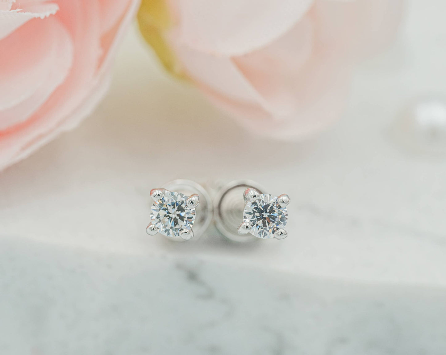 Sterling Silver Clear CZ Stud Earrings for Baby and Children