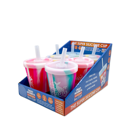 Silicone 8oz Kids Toddler Kiddo Super Cups- 6/Display