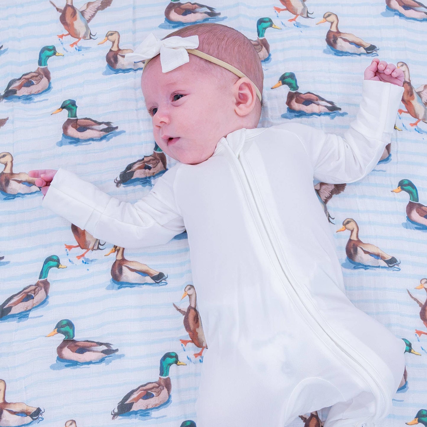 Baby Muslin Swaddle Blanket 47x47  Down by the Pond