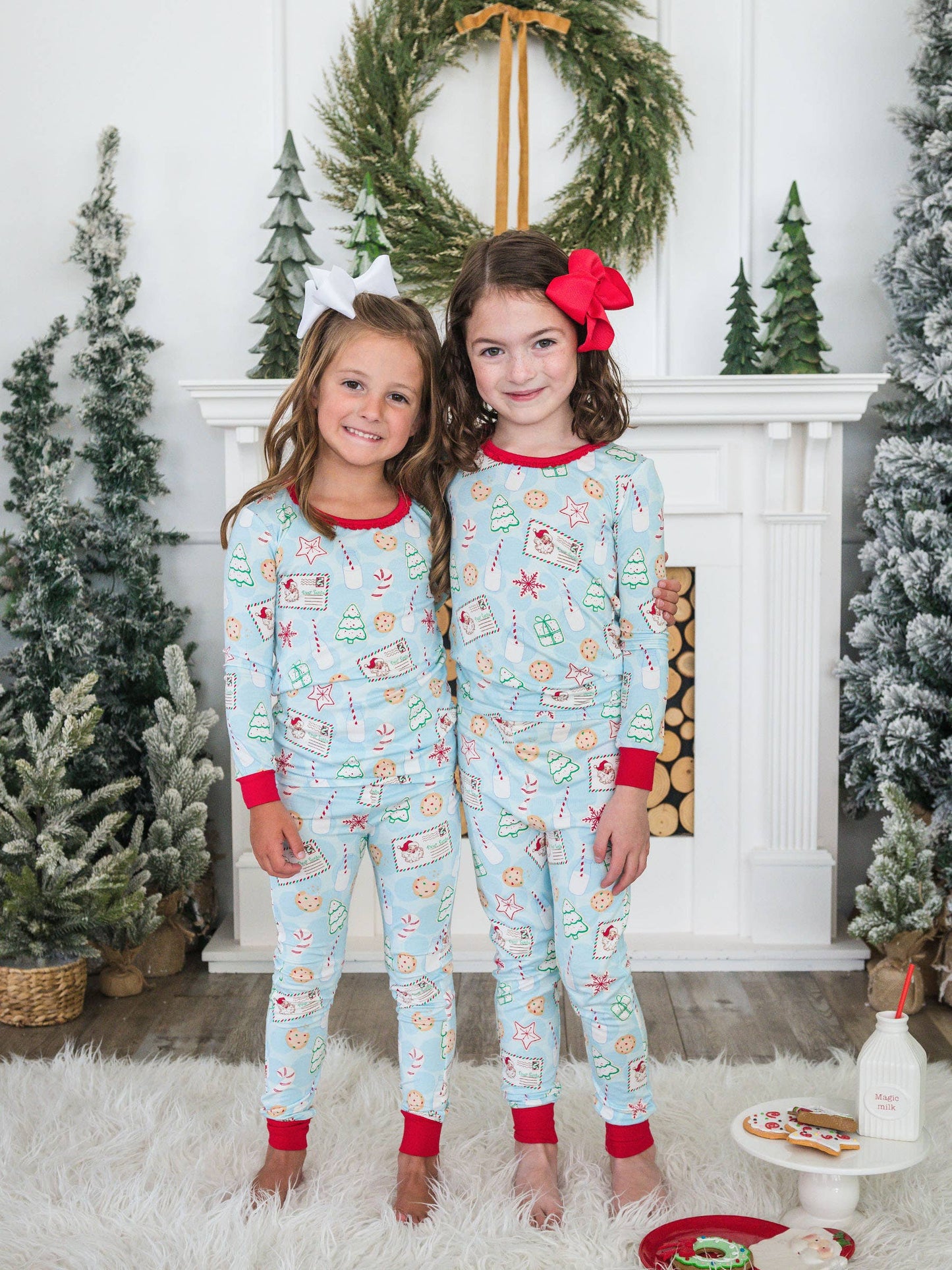 SoftSnooze™ Girls Bamboo Viscose Santa Sweets Ruffle Long Sleeve Pajama Set