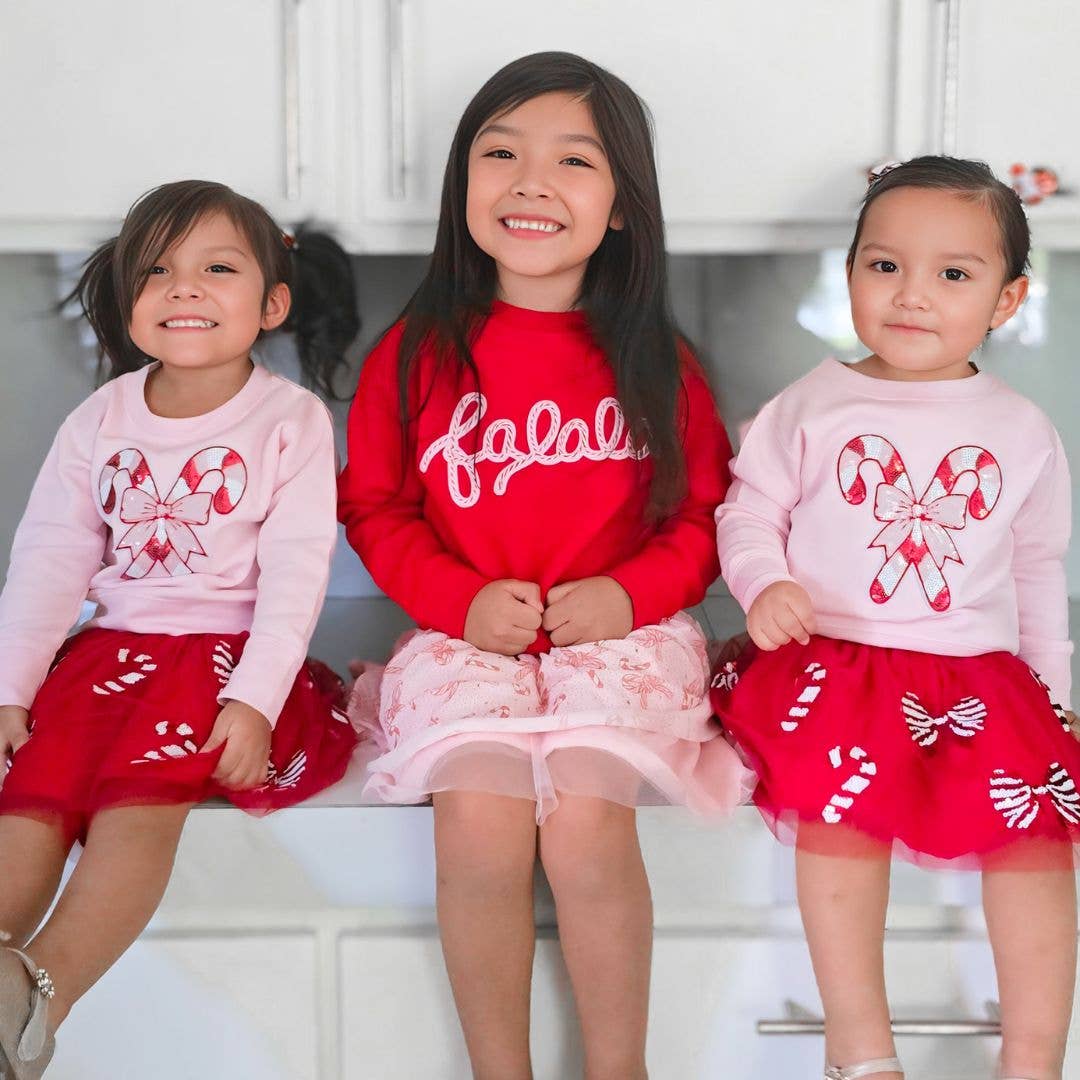 Candy Cane Patch Christmas Sweatshirt - Kids Clothing