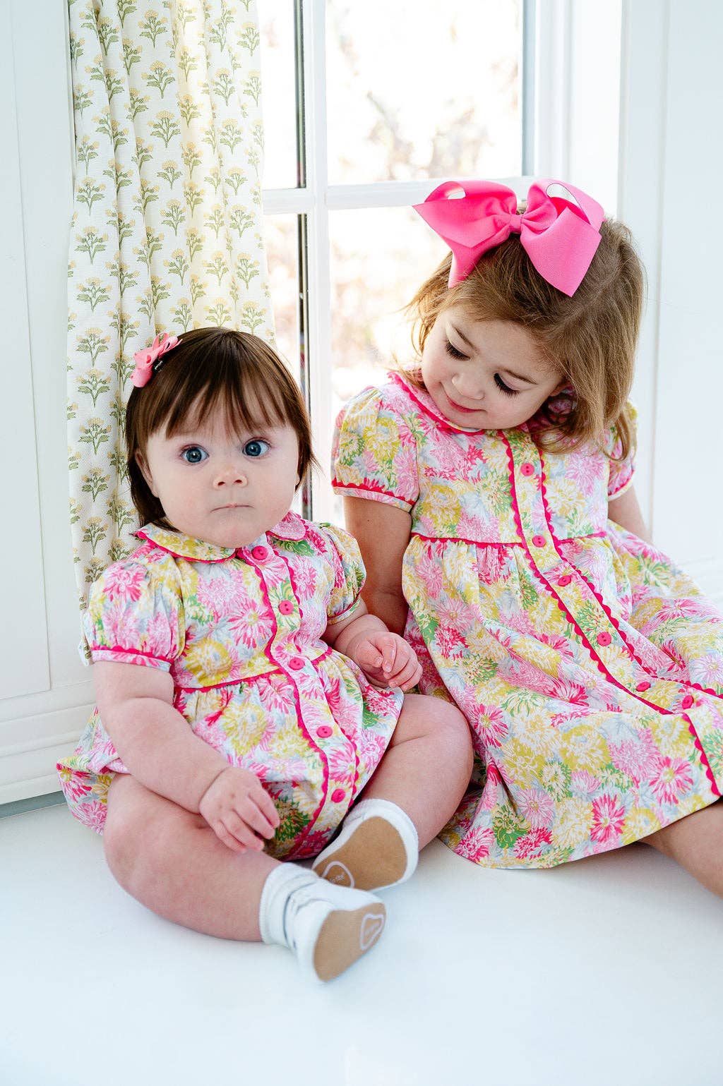 Colorful Floral Front Button Bubble
