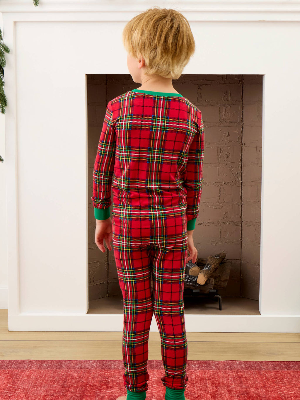 SoftSnooze™ Kids Bamboo Viscose Red Nicholas Plaid Long Sleeve Pajama Set