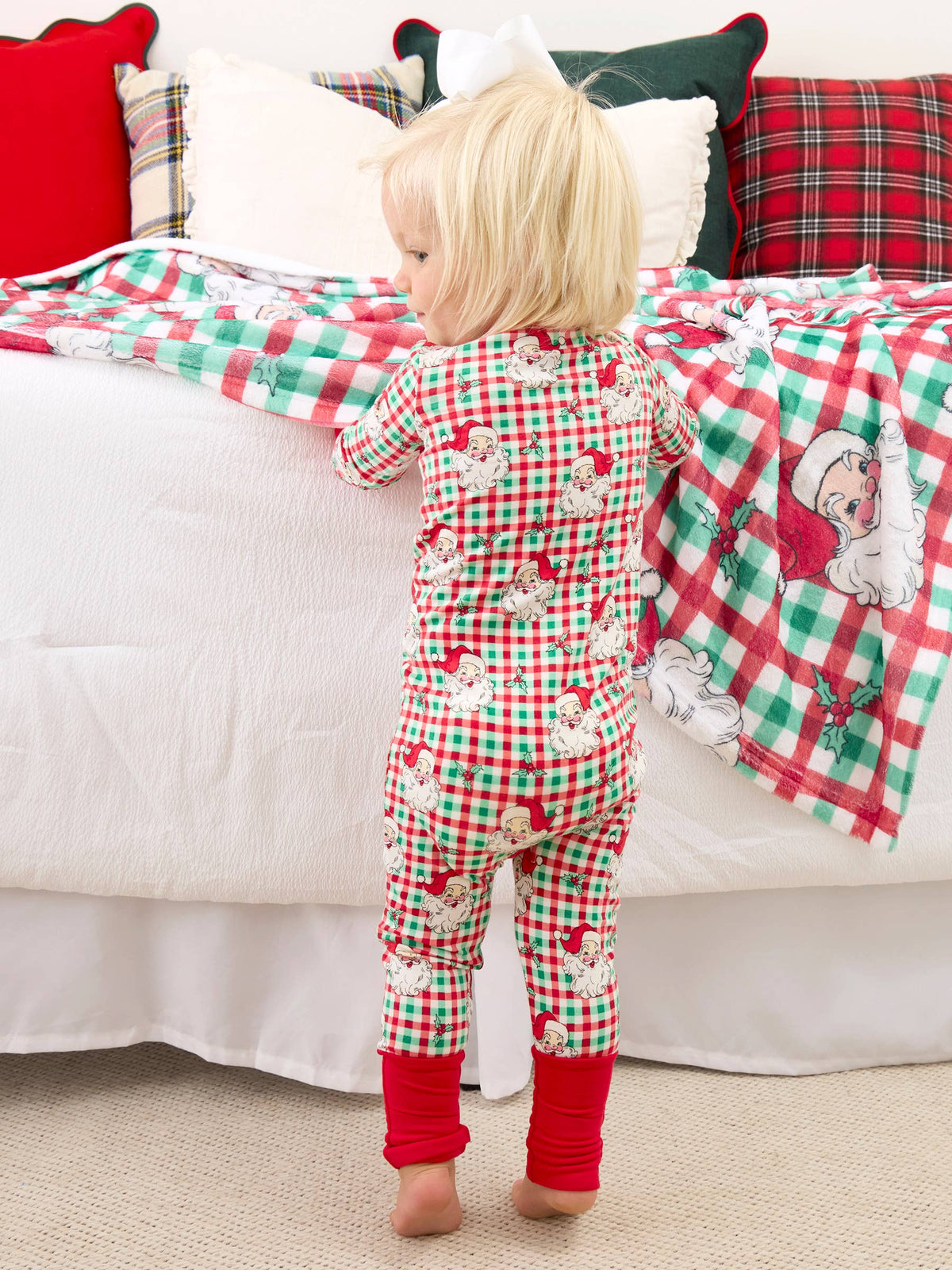 SoftSnooze™ Baby Bamboo Viscose Red & Green Dear Santa Christmas Convertible One Piece Footie Pajama