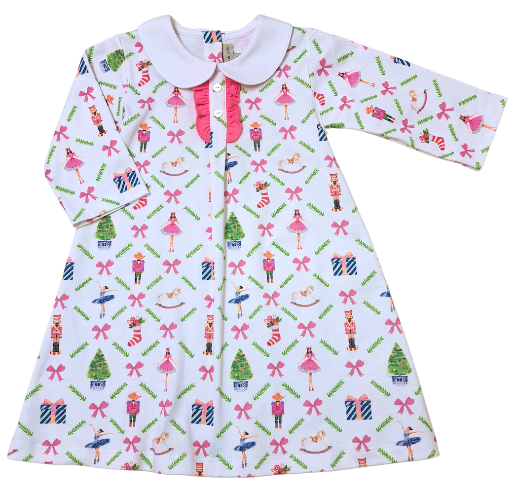 Girl's "Nutcracker" Print A-Line Dress