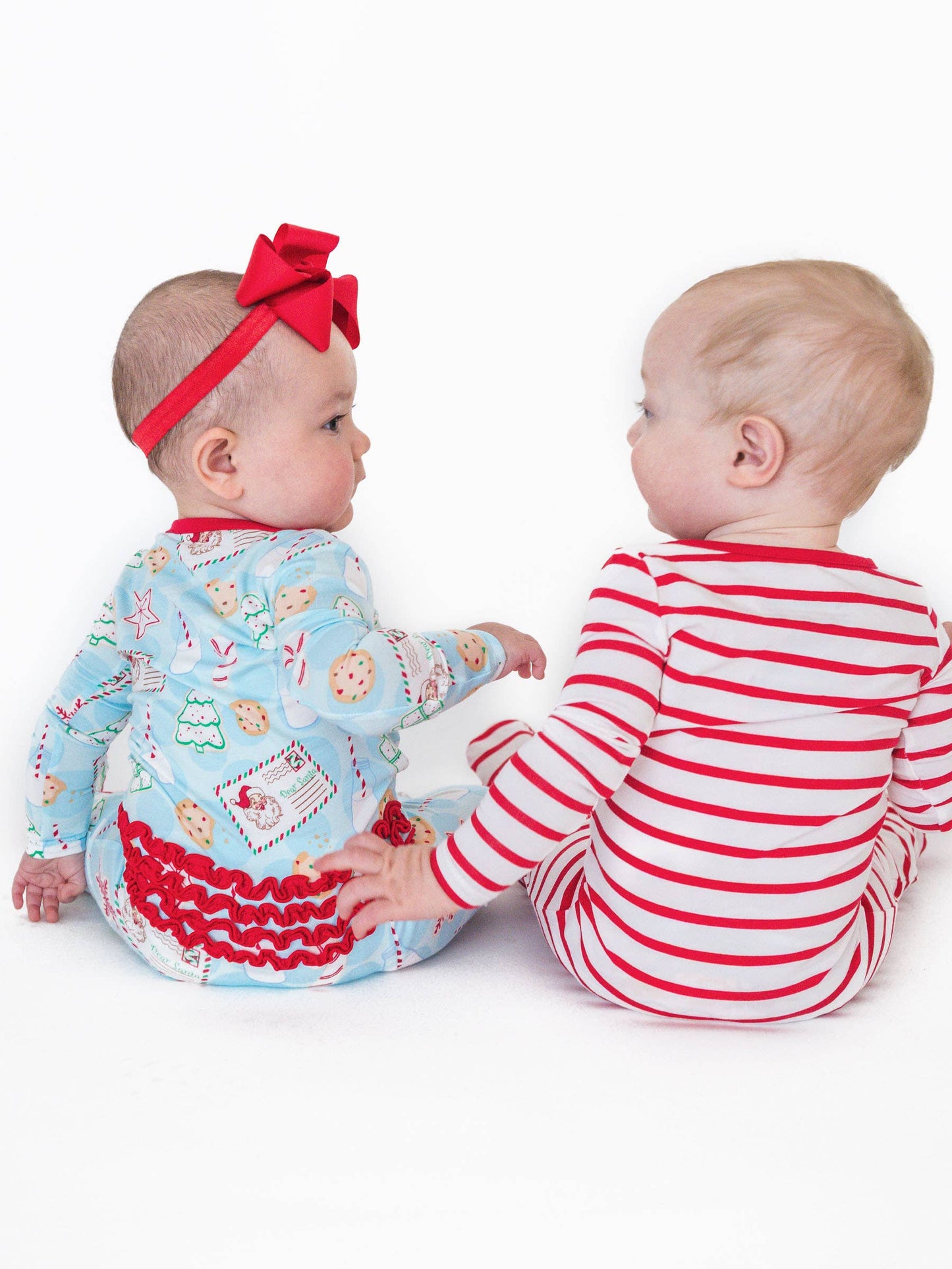 SoftSnooze™ Baby Girls Bamboo Viscose Santa Sweets Footed Ruffle One Piece Pajama