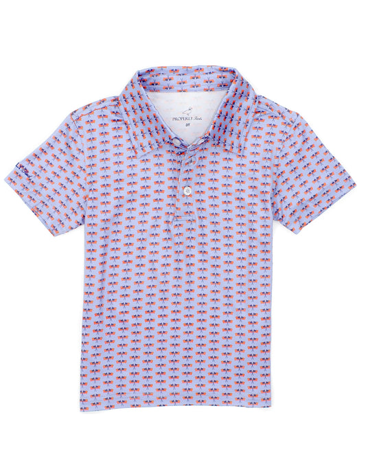 Boys inlet polo freedom flag