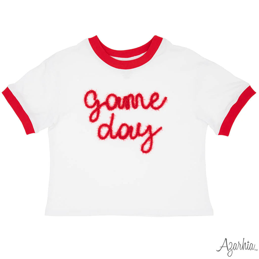 Tinsel Game Day Ringer Boxy T' Red